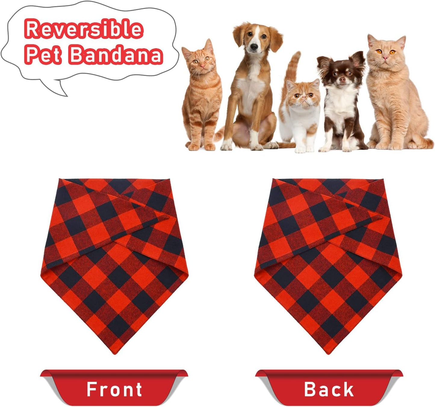 2 Pack Dog Christmas Bandanas, Classic Buffalo Red Plaid Pet Bandana Scarf Triangle Bibs Kerchief Pet Costume Outfit Accessories for Small Medium Large and Extra Large Dogs Cats Pets (Small)